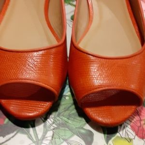 Tangerine Peep-toe Flats